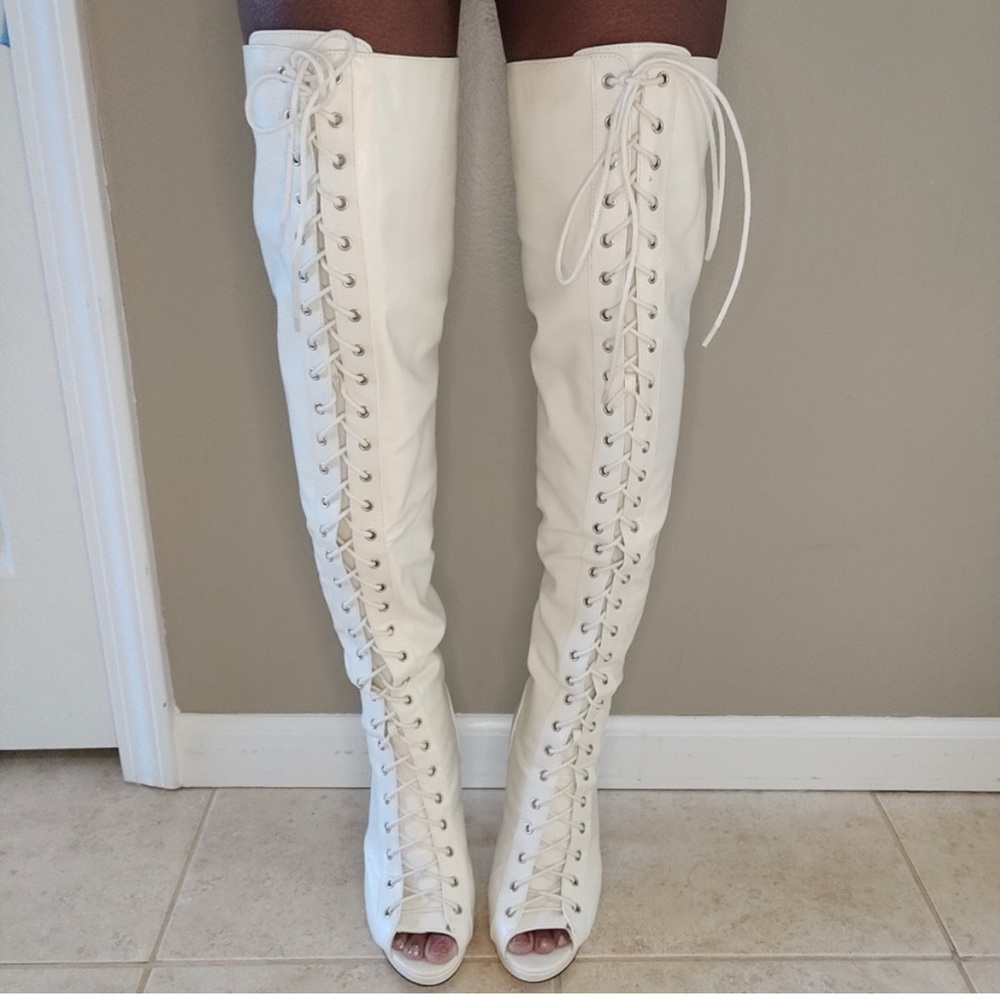Thigh High Lace Up Heels